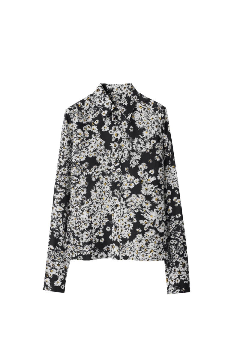 Burberry Regular Fit Daisy Silk Shirt, Alternate, color, Black