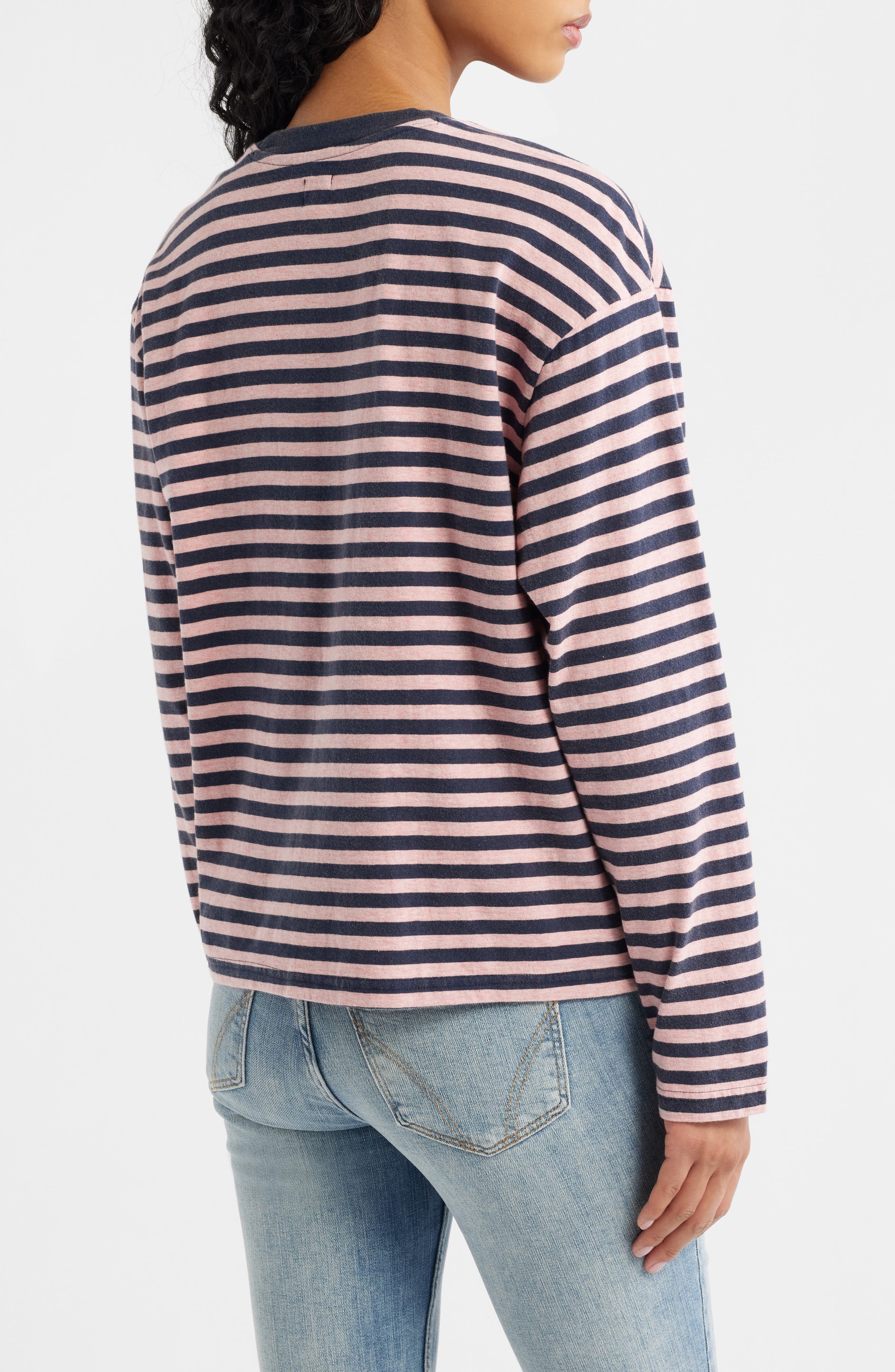 Stripe Long Sleeve Boxy Cotton Top - image 4