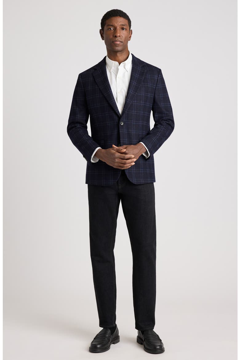 Italian Wool Blend Windowpane Blazer, Alternate, color, NAVY DOUBLE WINDOWPANE