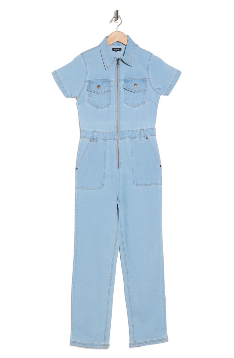 BEBE DENIM Denim Boiler Jumpsuit, Alternate, color, 