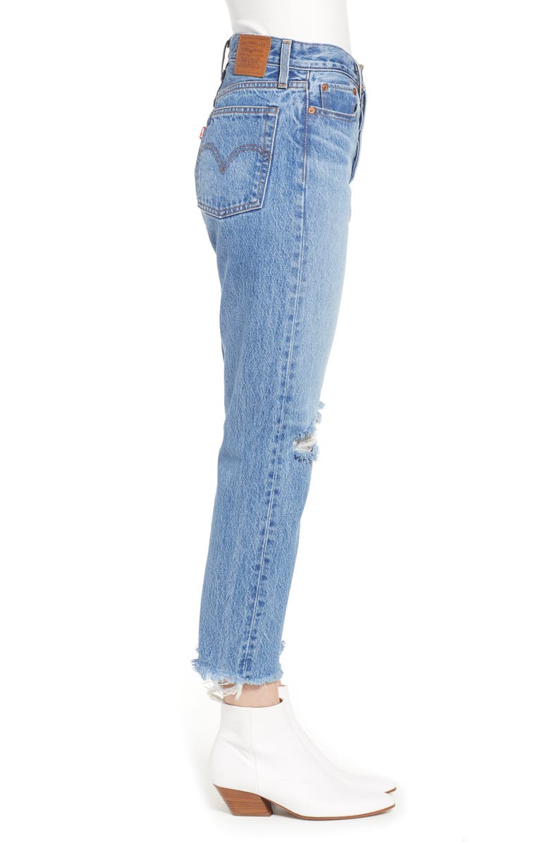 Levi's<sup>®</sup> Wedgie High Waist Ripped Crop Straight Leg Jeans, Alternate, color,