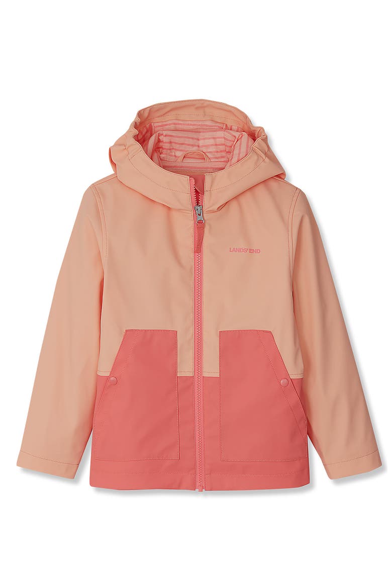 Kids Water Resistant Hooded Slicker Rain Jacket, Main, color, Desert Flower/Peach Fuzz
