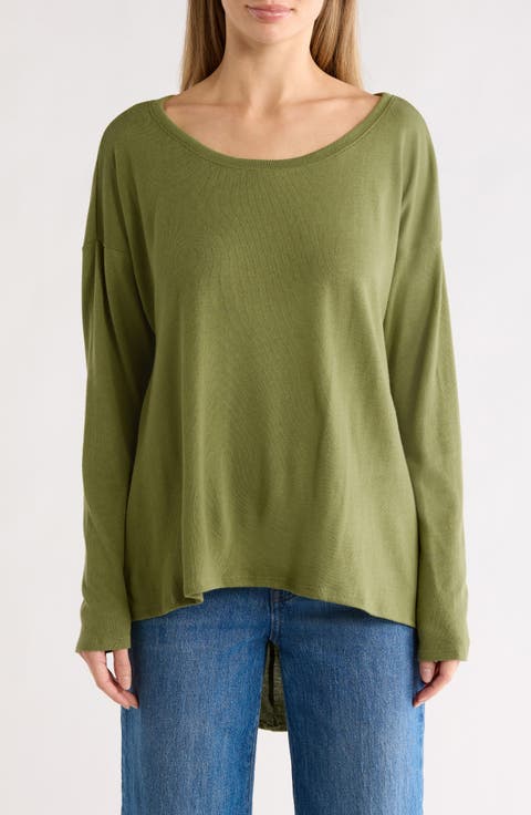 Boat Neck High-Low Sweater
