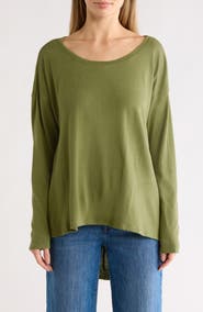 GO COUTURE Boat Neck High-Low Sweater