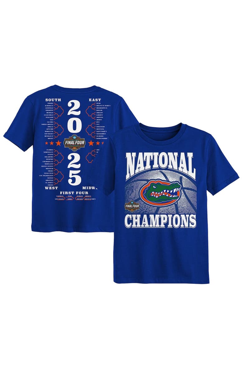 Outerstuff Preschool Royal Florida Gators 2025 NCAA Men's Basketball National Champions Bracket T-Shirt, Main, color, 