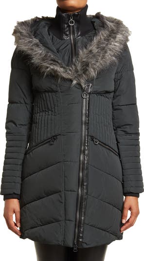Noize Gigi Vegan Faux Fur Trim Quilted Parka | Nordstromrack