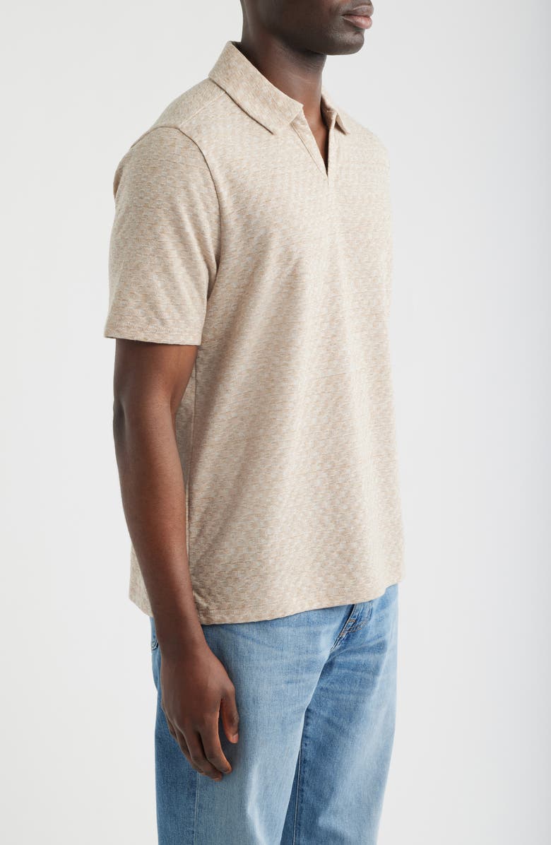 Johnston & Murphy Basketweave Johnny Collar Polo, Alternate, color, Tan