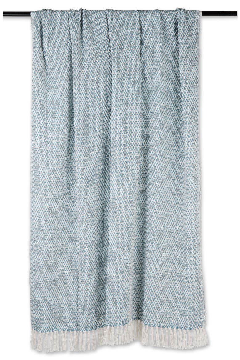Tassel Woven Cotton Throw Blanket, Alternate, color, BLUE