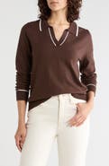 Gemma + Jane Tipped Johnny Collar Polo Sweater