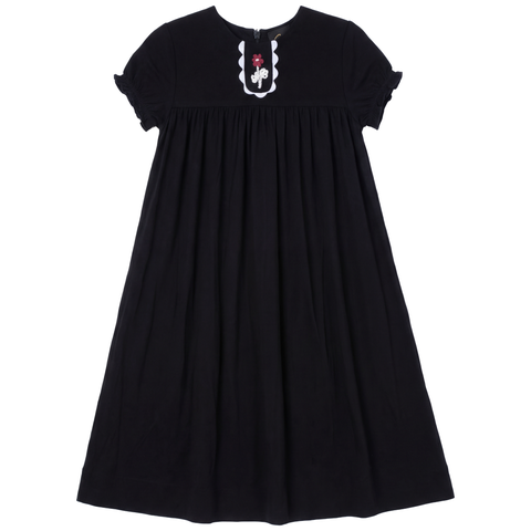 Rick Rack Embroidered Scallop Neck Robe Dress