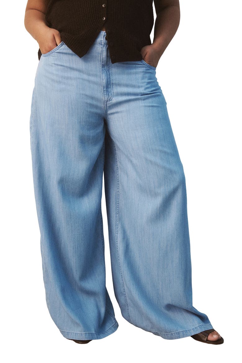 Mid Rise Palazzo Jeans, Main, color, LIGHT BLUE