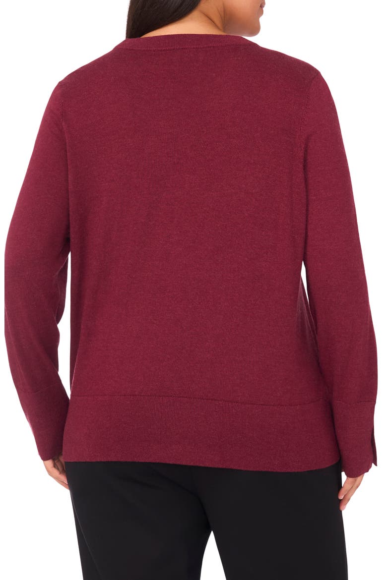 Button Cuff Cotton Blend Sweater, Alternate, color, BURGUNDY