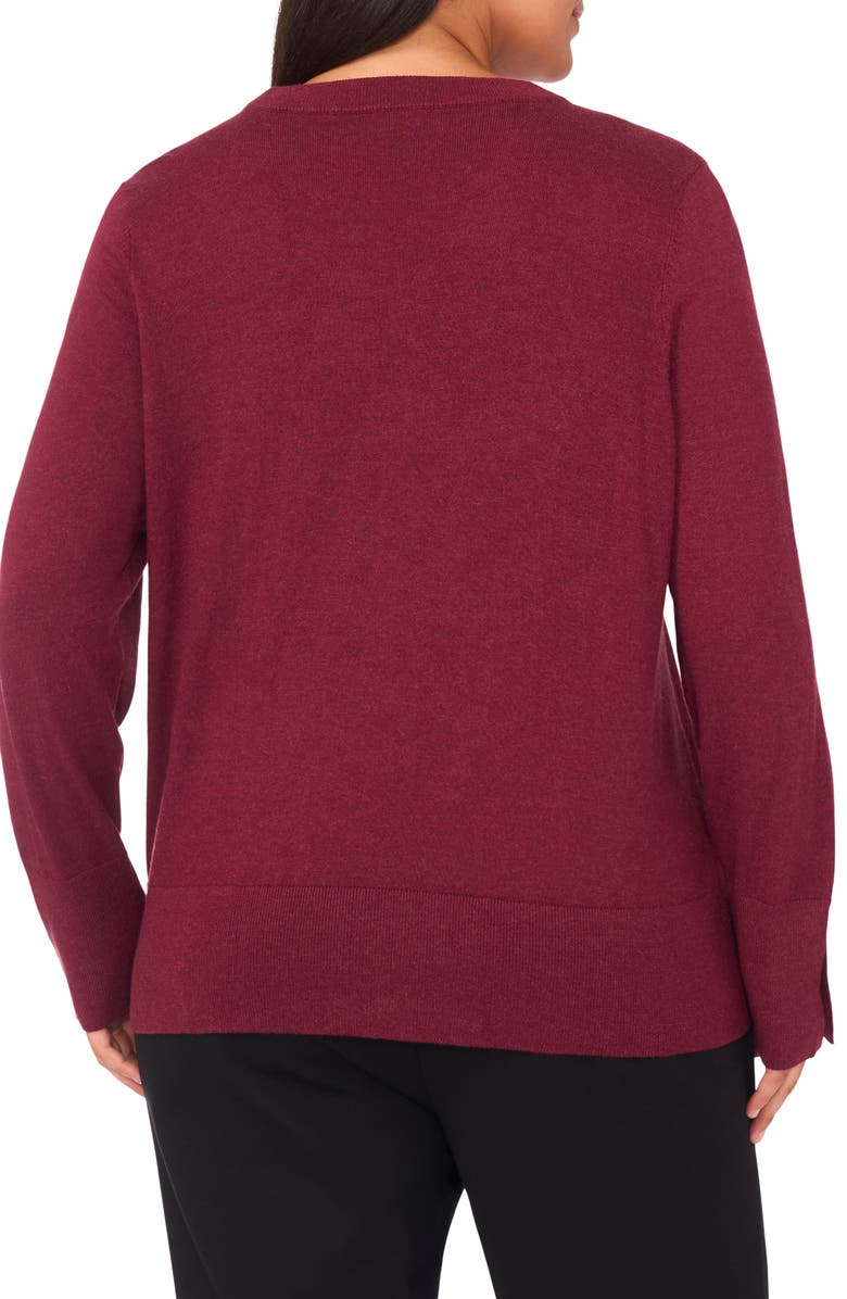 Halogen<sup>®</sup> Button Cuff Cotton Blend Sweater, Alternate, color, Burgundy