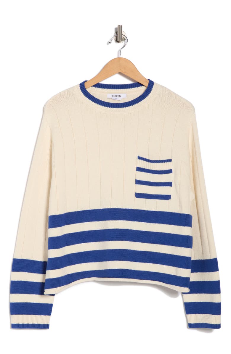 Re/Done The Nash Crewneck Sweater, Main, color, Ivory Combo