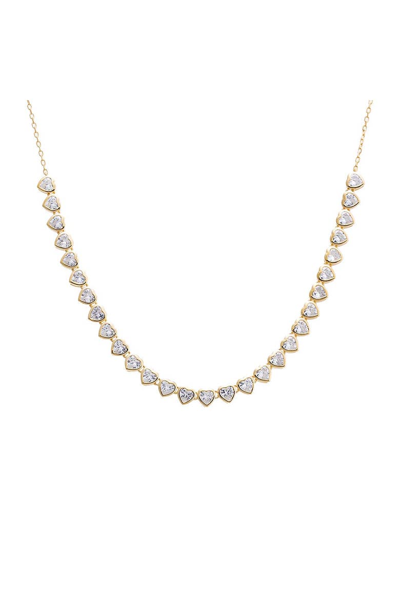 Colored CZ Bezel Hearts Necklace, Main, color, Gold