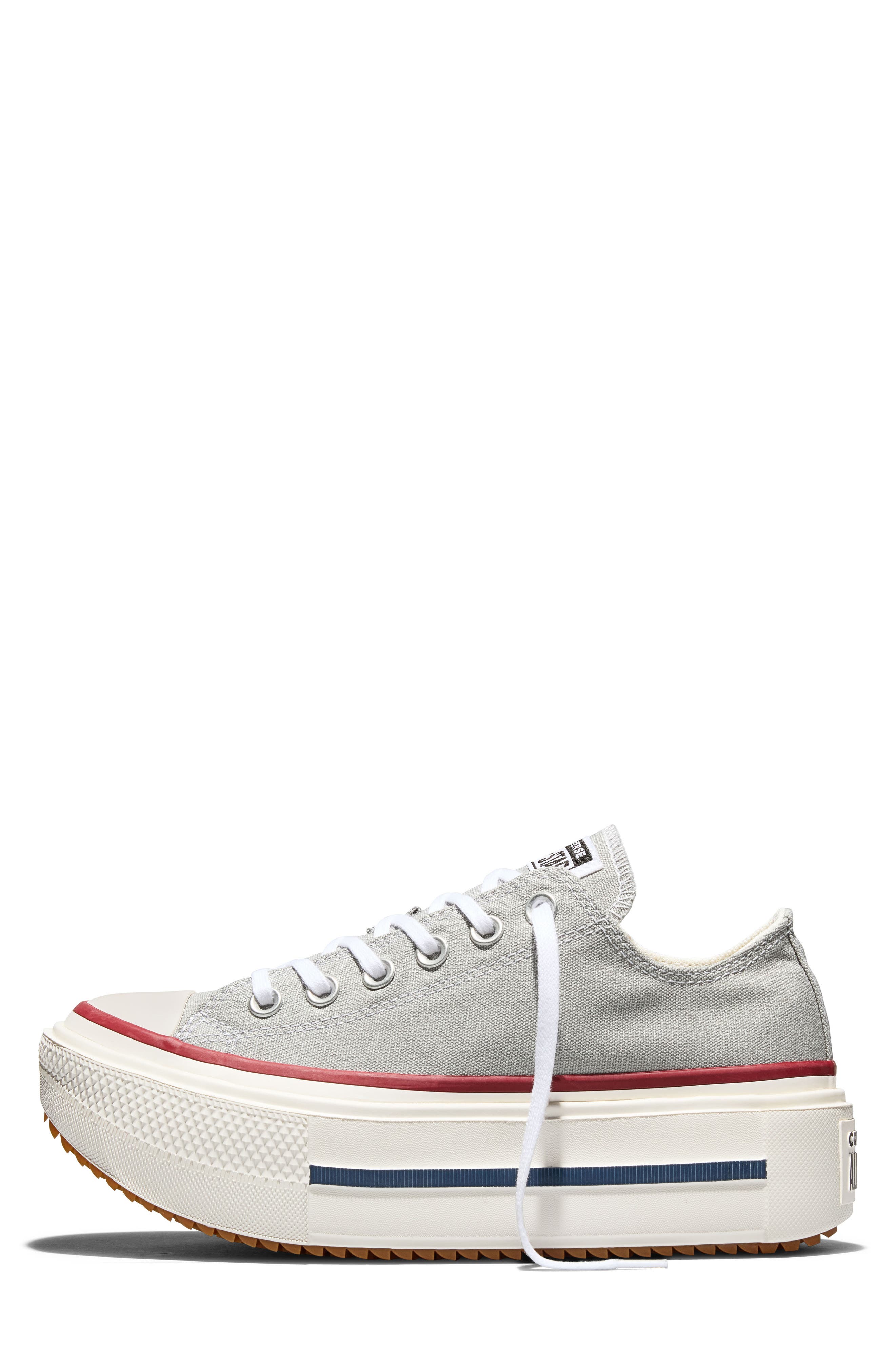 Converse Gender Inclusive Chuck Taylor All Star Lift Double Stack Low Top Platform Sneaker, Alternate, color, Grey Area/ Egret/ Garnet