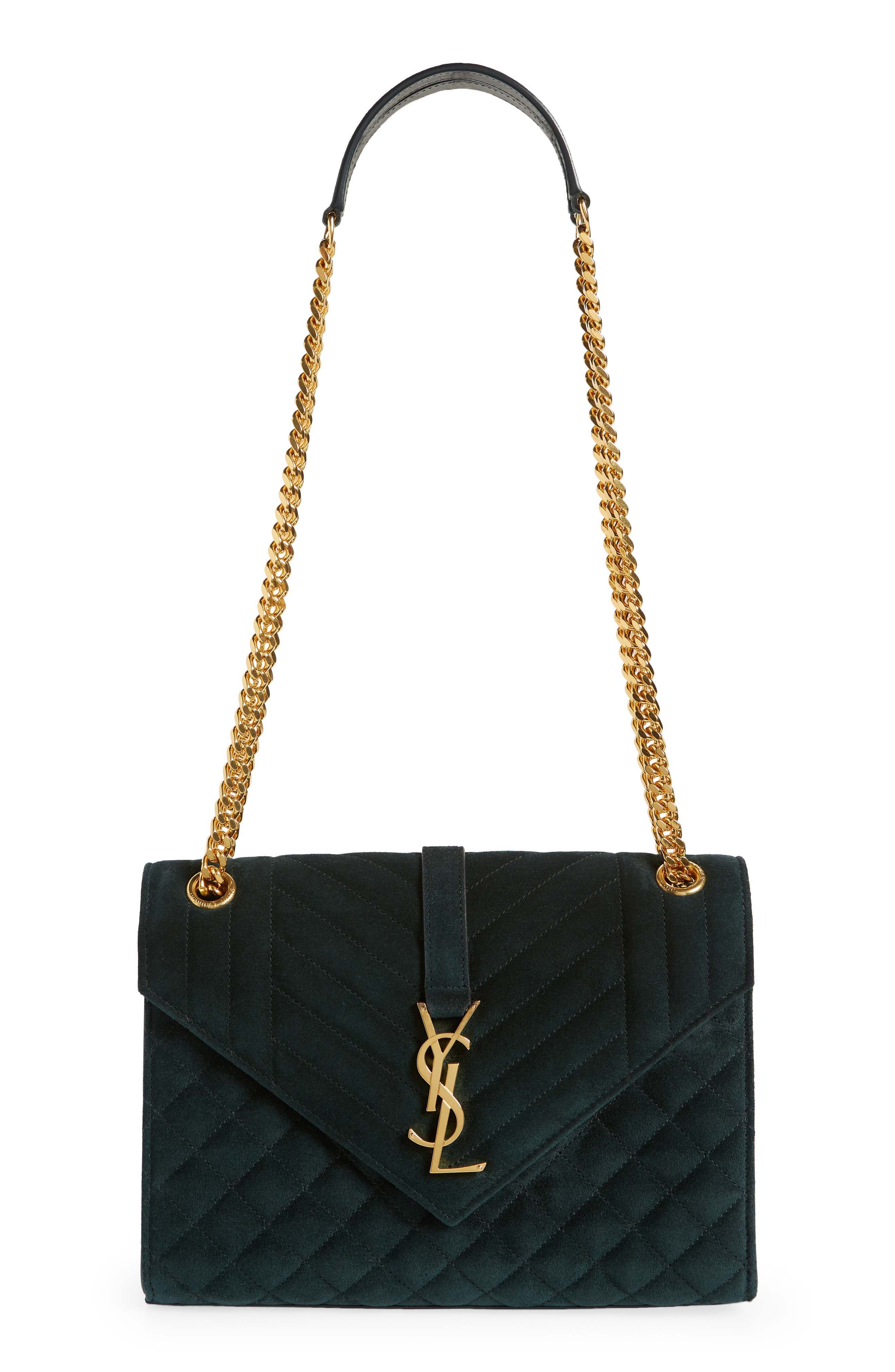 Medium Cassandra Suede Envelope Bag, Main, color, ALGAE