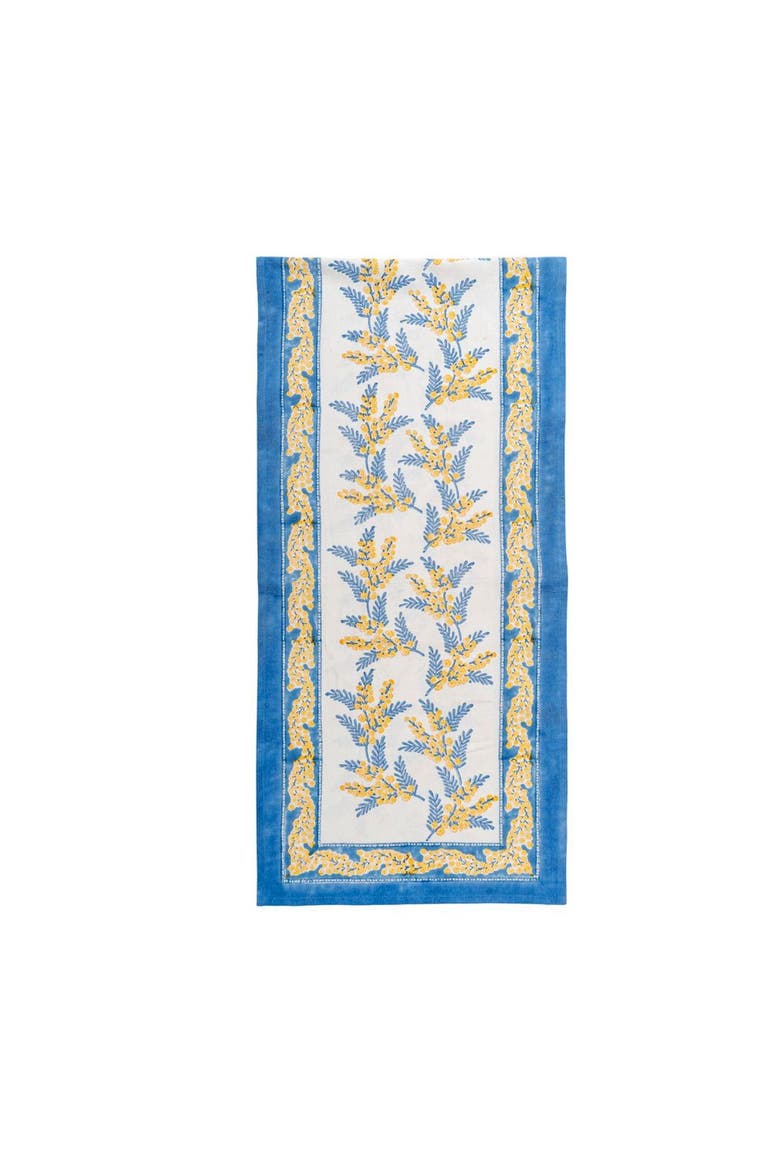 Mimosa Runner, Alternate, color, Blue, Yellow 16" x 90"