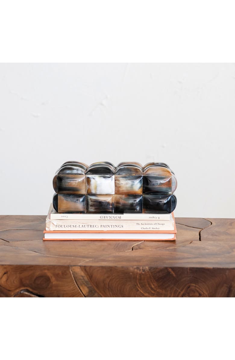 Storied Home Decorative Horn Bubble Storage Box, Black and Brown, Alternate, color, Black