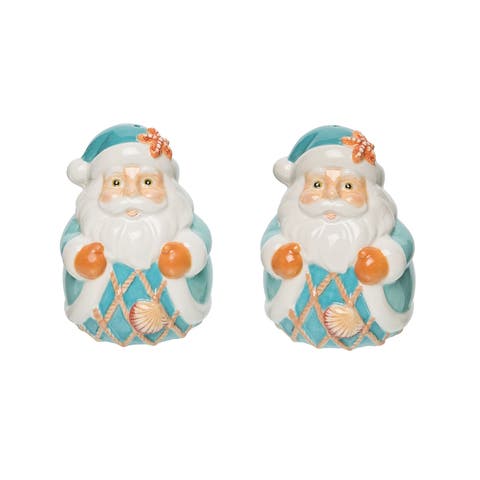 Santa Seashell Dolomite Christmas Salt & Pepper Shaker Set