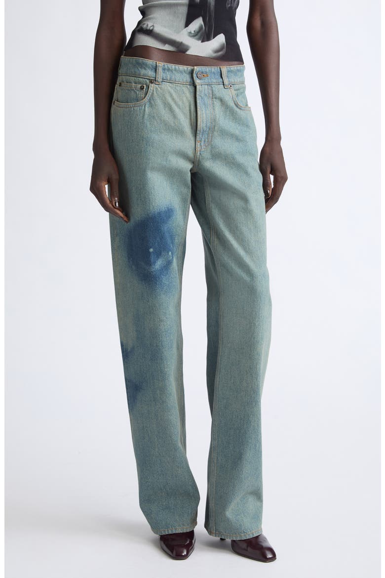 Straight Leg Jeans, Main, color, INDIGO/ BEIGE