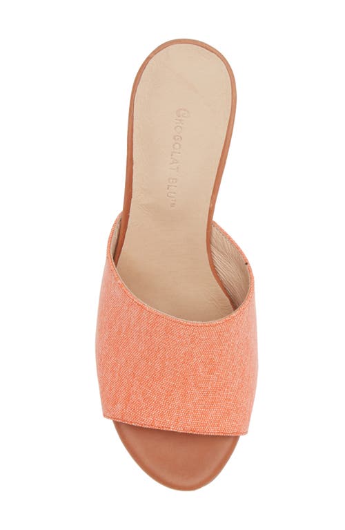 Chocolat Blu Block Heel Sandal In Light Orange Linen
