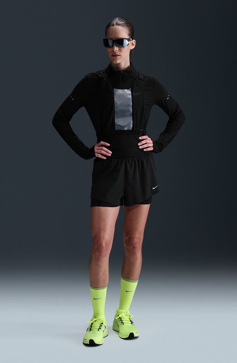 Nike Swift Dri-FIT Mid-Rise 2-in-1 Running Shorts, Alternate, color, Black/ Reflective Silver