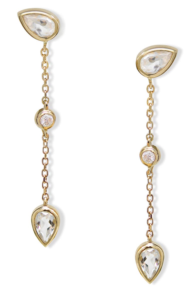 Cléo Eliana Single Chain Earring, Main, color, YELLOW GOLD