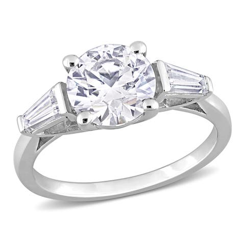 Moissanite Round Baguette 3-Stone Ring