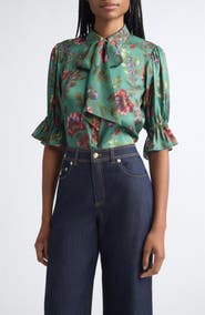 Cinq à Sept Fiona Fresco Floral Bow Shirt