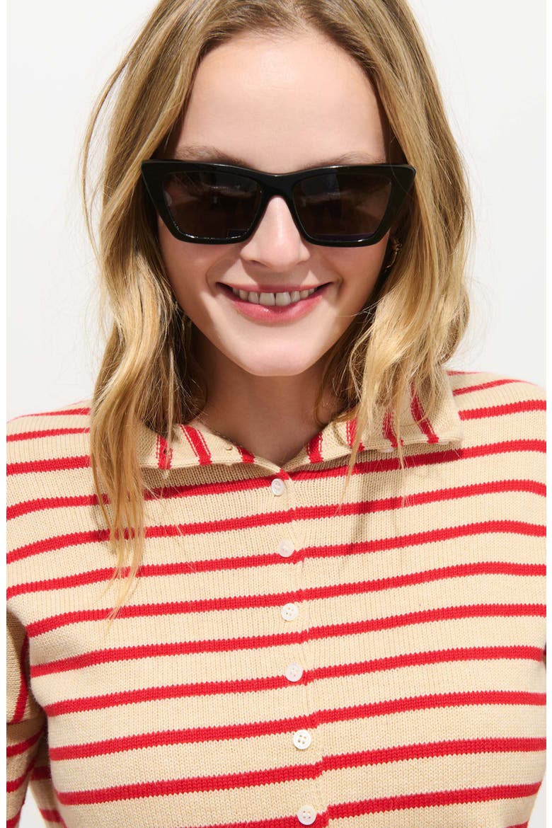 Taylor Mariner Stripe Cardigan, Alternate, color, LATTE/ BRIGHT FLAME