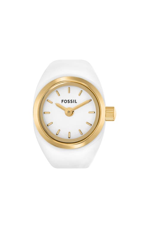 Fossil Women's Two-hand Gold-tone Stainless Steel Ring Watch, 15mm In White