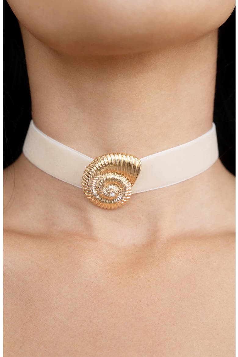 Swirl Shell Choker Necklace, Alternate, color, BEIGE