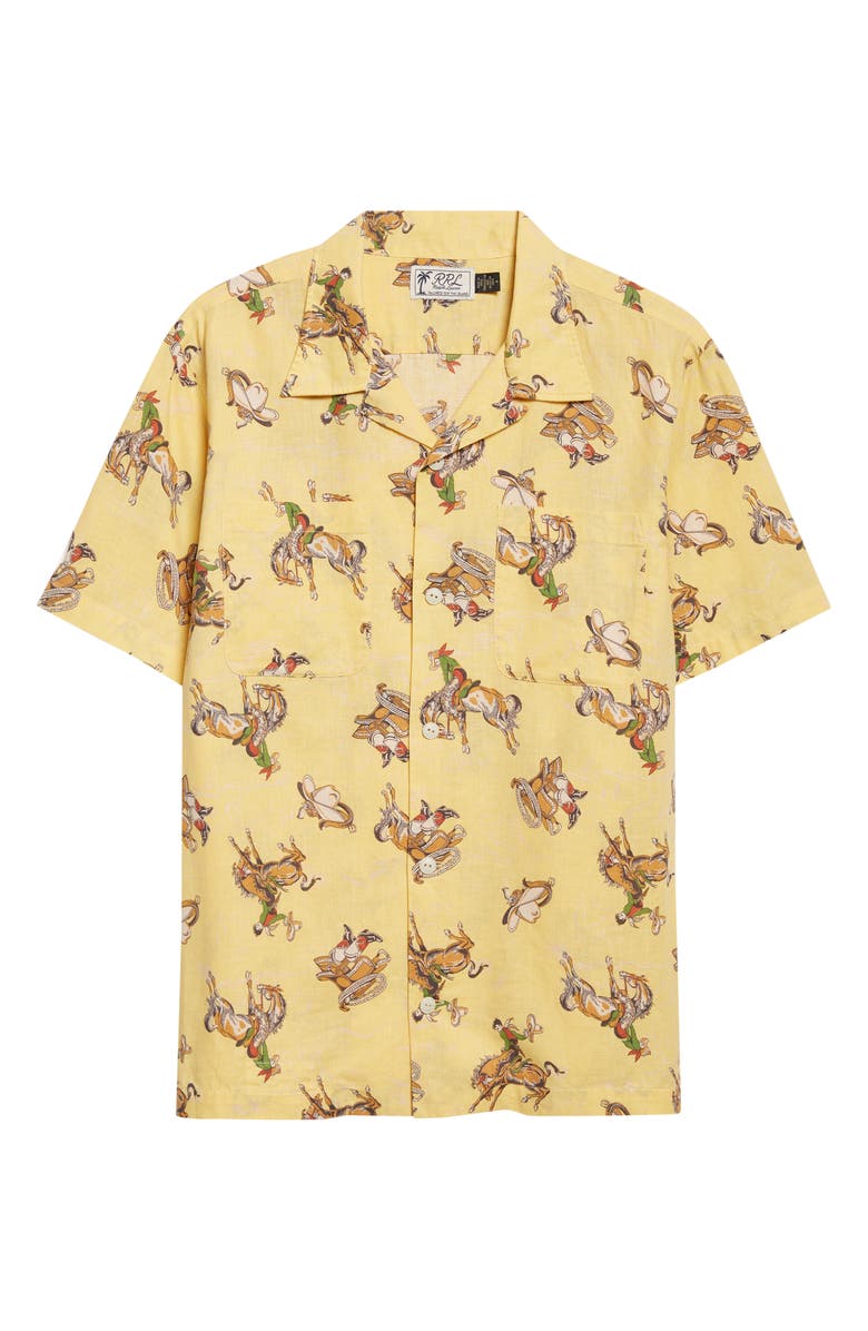 Double RL Western Print Linen & Cotton Blend Camp Shirt, Alternate, color, 