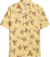 Double RL Western Print Linen & Cotton Blend Camp Shirt