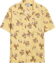 Double RL Western Print Linen & Cotton Blend Camp Shirt