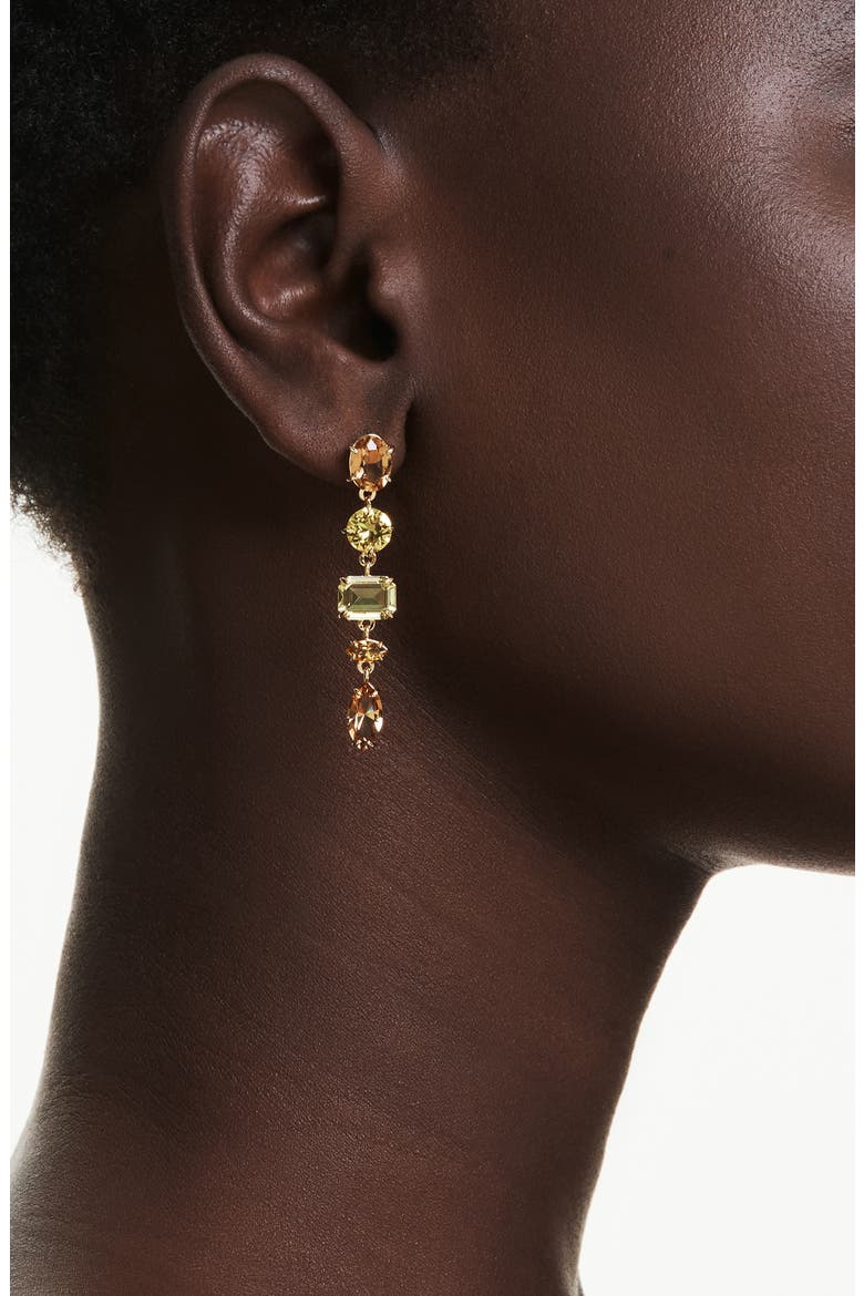 Gema Mixed Cut Crystal Front/Back Earrings, Alternate, color, GOLD