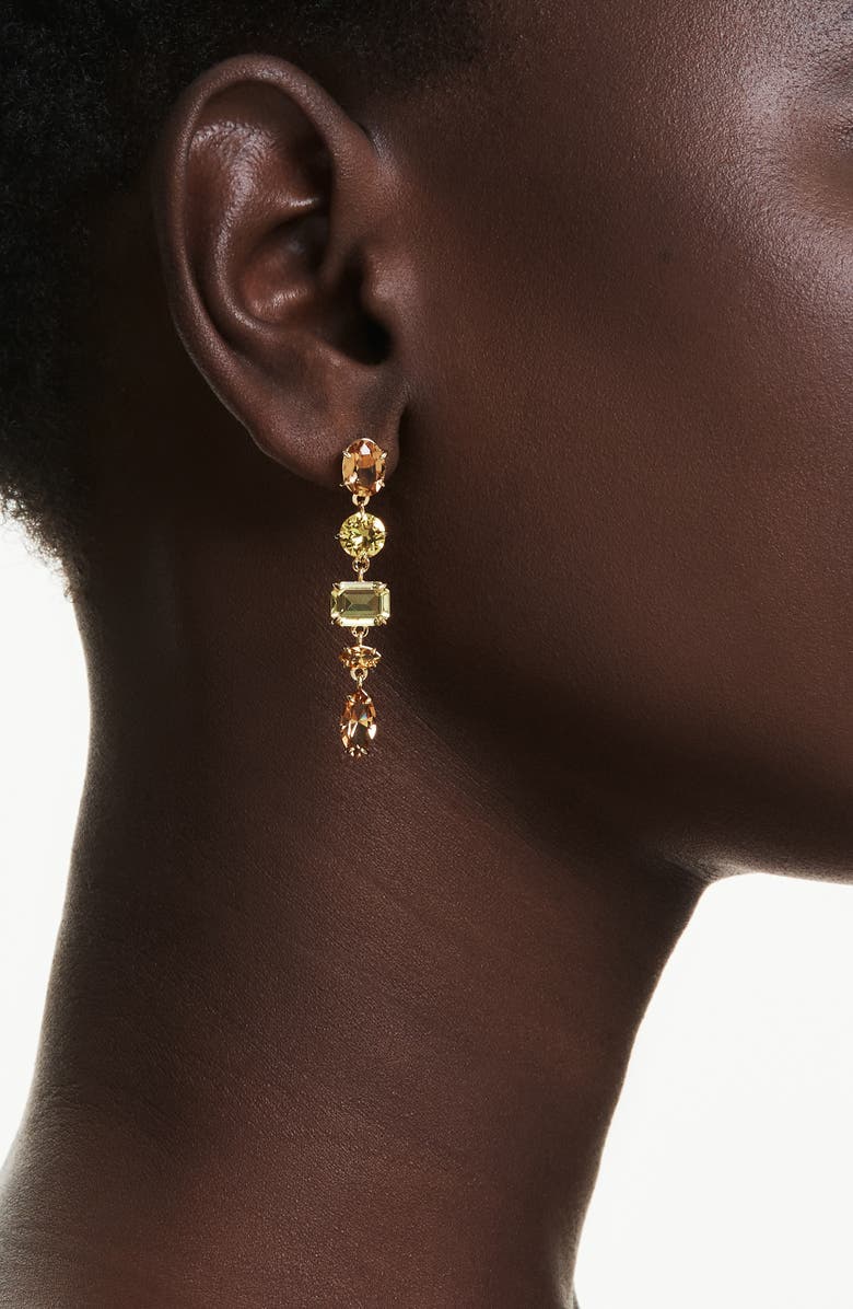 Swarovski Gema Mixed Cut Crystal Front/Back Earrings, Alternate, color, Gold