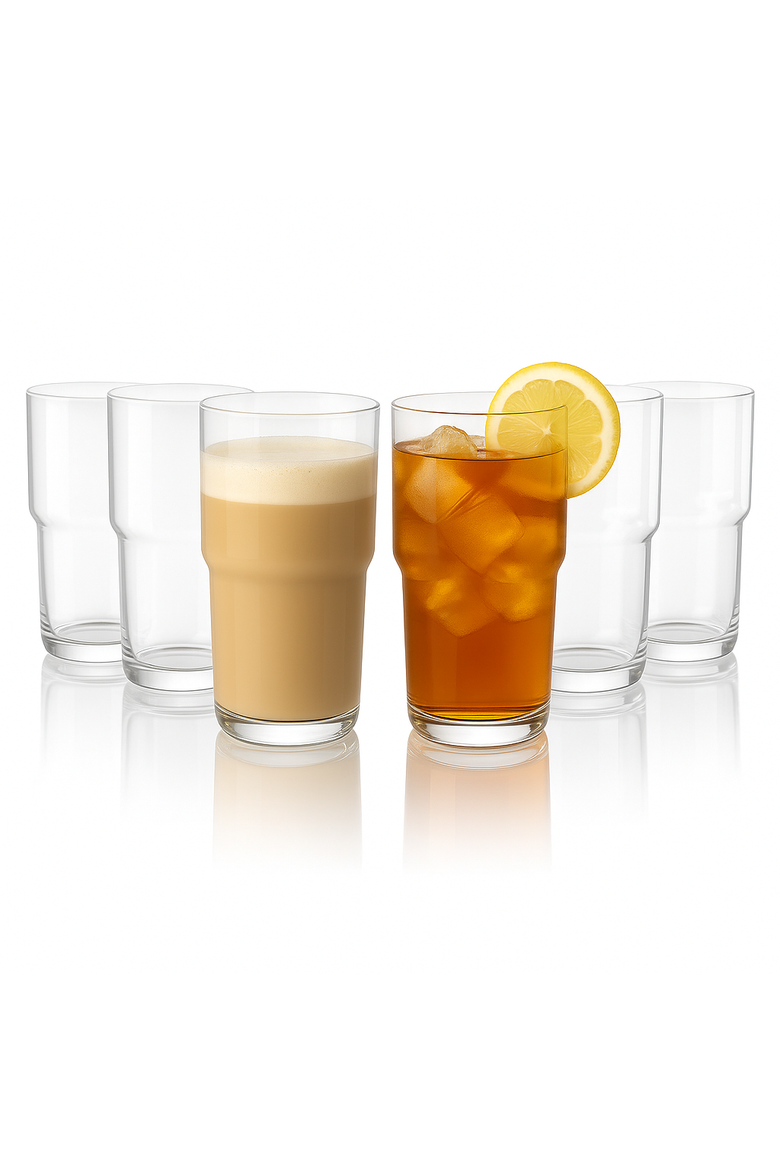 Stackable Iced Coffee Glasses - 15oz - Set of 6, Alternate, color, Clear