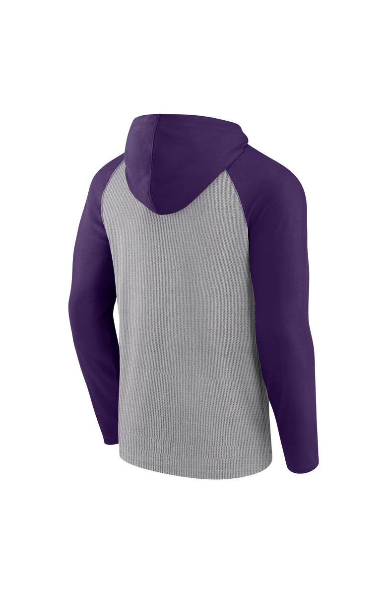 FANATICS Men's Fanatics Gray/Purple Baltimore Ravens Under Center Long Sleeve Hoodie T-Shirt, Alternate, color, 