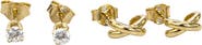 ARGENTO VIVO Crisscross Huggie & Cubic Zirconia Stud Earring Set