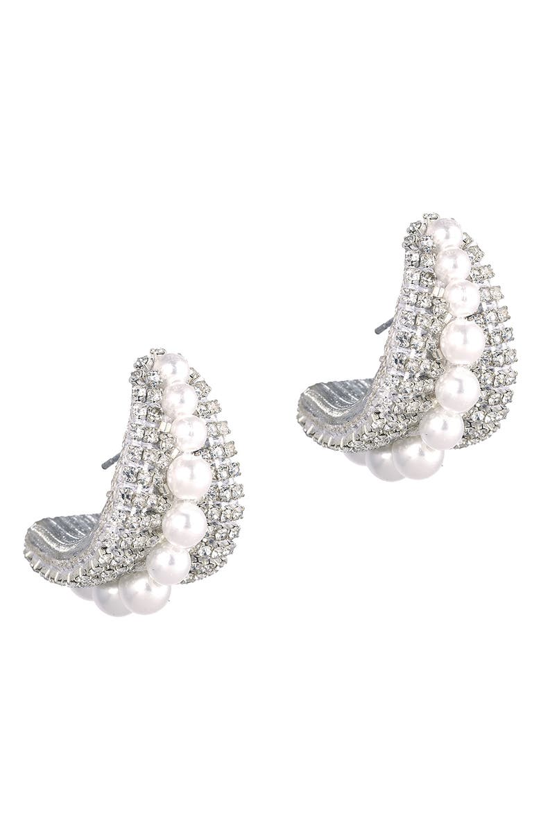 Deepa Gurnani Filomena Huggie Hoop Earrings, Main, color, Silver