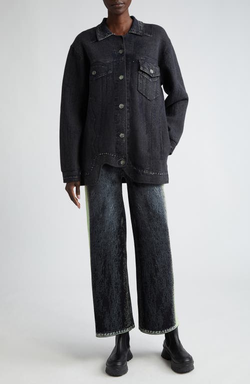 Ph5 Zahra Denim Print Wide Leg Knit Pants In Black