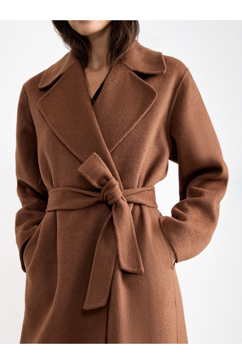 Darcy Double Face Belted Wrap Coat, Alternate, color, Brown