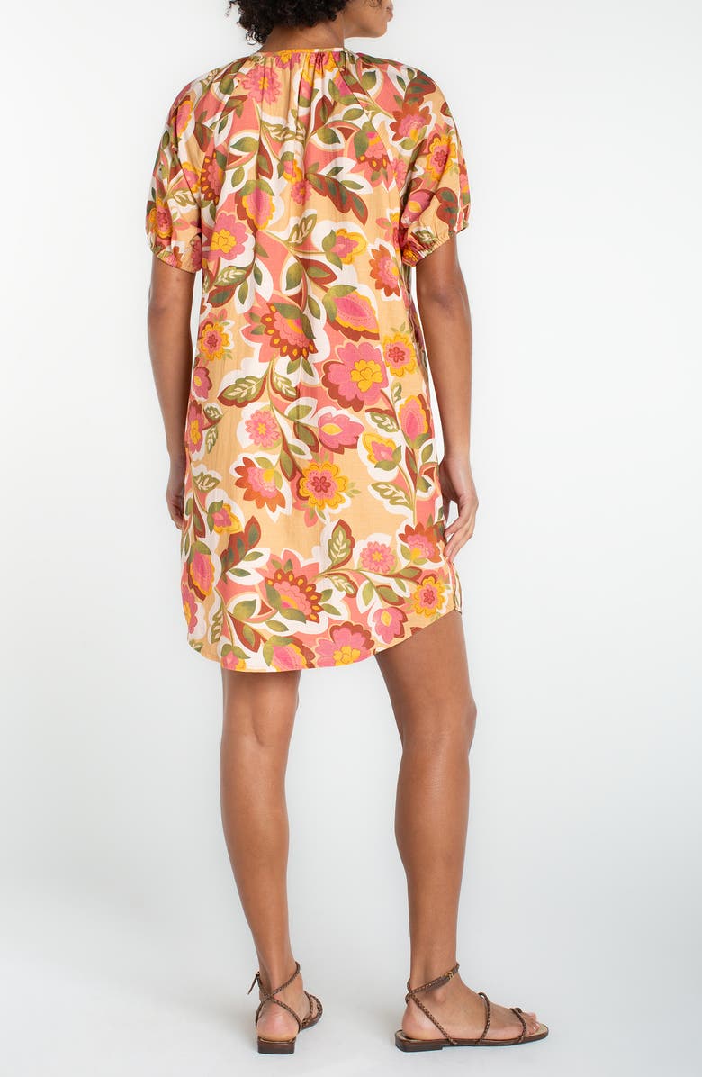 Liverpool Floral Shirred Shirtdress, Alternate, color, Tan Floral Mlt