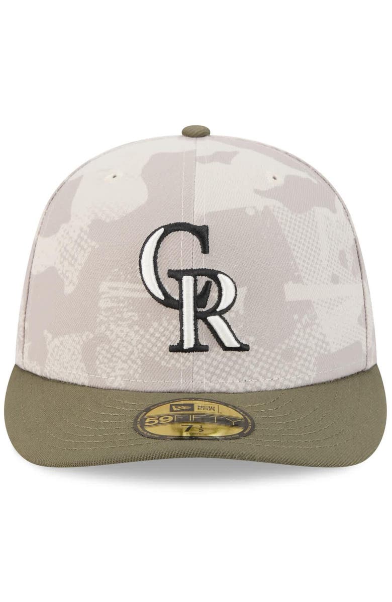 New Era Men's New Era Light Beige/Olive Colorado Rockies 2025 Armed Forces Day 59FIFTY Fitted Hat, Alternate, color, Light Beige