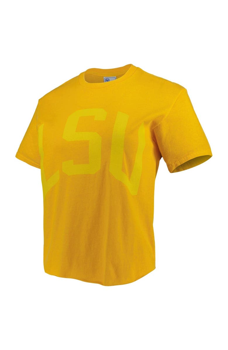 '47 Women's '47 Gold LSU Tigers Vintage Tubular Hyper Bright 2-Hit Cropped T-Shirt, Alternate, color,