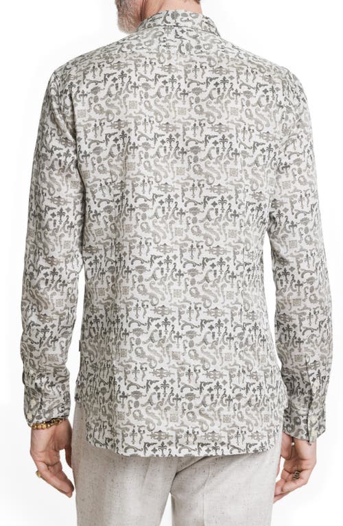 John Varvatos Ross Regular Fit Print Shirt In Gray