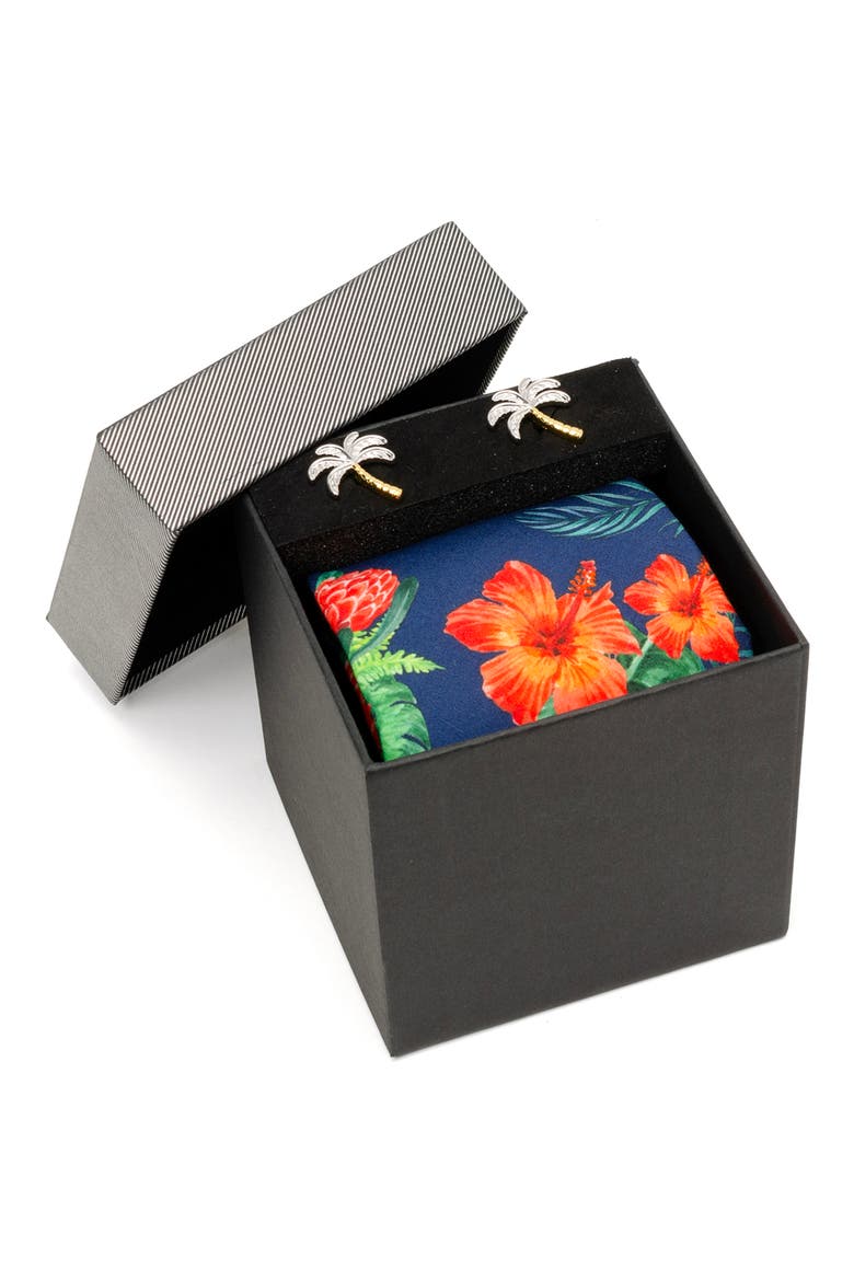 Resort Cuff Links & Tie Set, Alternate, color, MULTI