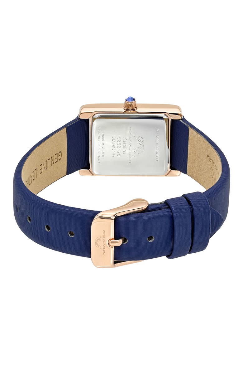 Karolina Diamond Leather Strap Watch, 21.5mm x 30mm, Alternate, color, BLUE